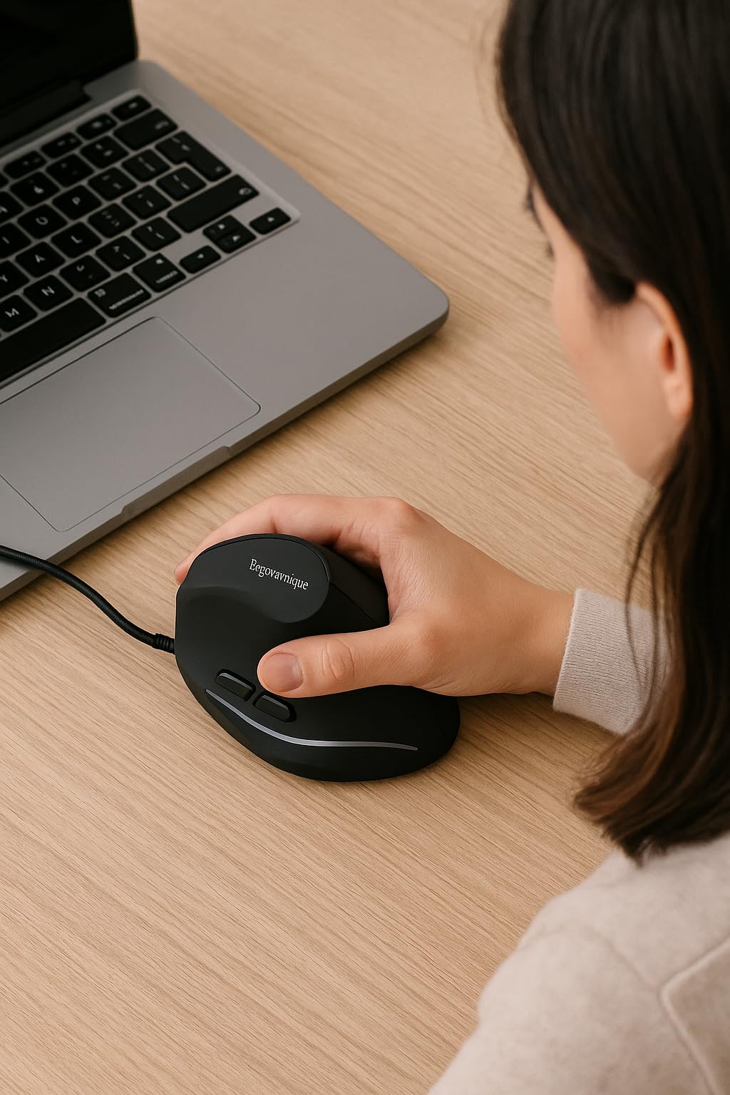Mouse Ergonomico, Mouse Ancoraggio Verticale, Mouse Verticale, Mouse Computer Mouse ErgoMouse Falcon, Mani Destri, Nero