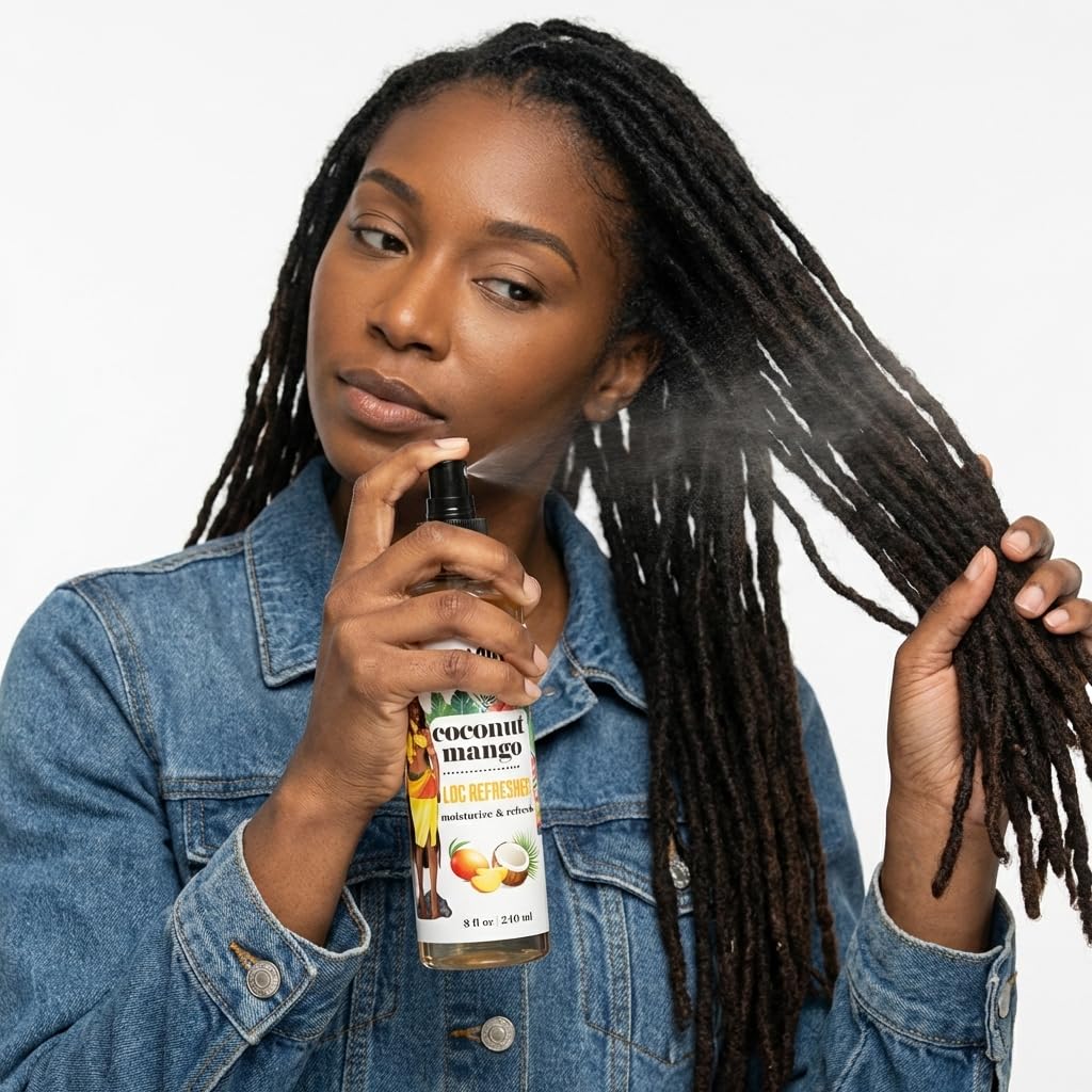 Coconut Mango Loc Spray, Dreads Moisturizer and Daily Moisturizing Spray, Natural Locs Hair Products