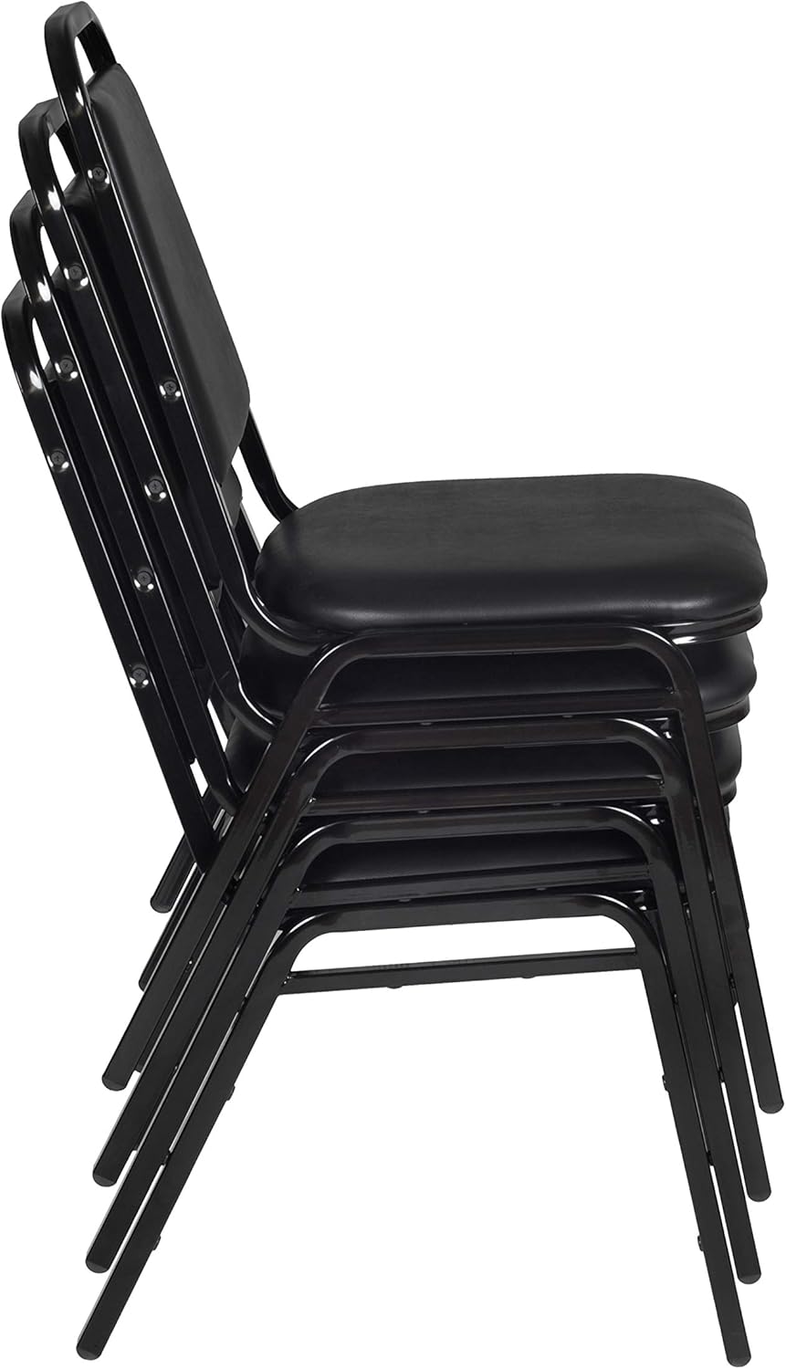 Regency 8029 Stackable Cushioned Restaurant Chair – Commercial Vinyl Dining & Event Seating, Steel Frame, Comfortable Easy‑Clean Restaurant Chair for Banquets, Cafeterias & Hospitality – Black –