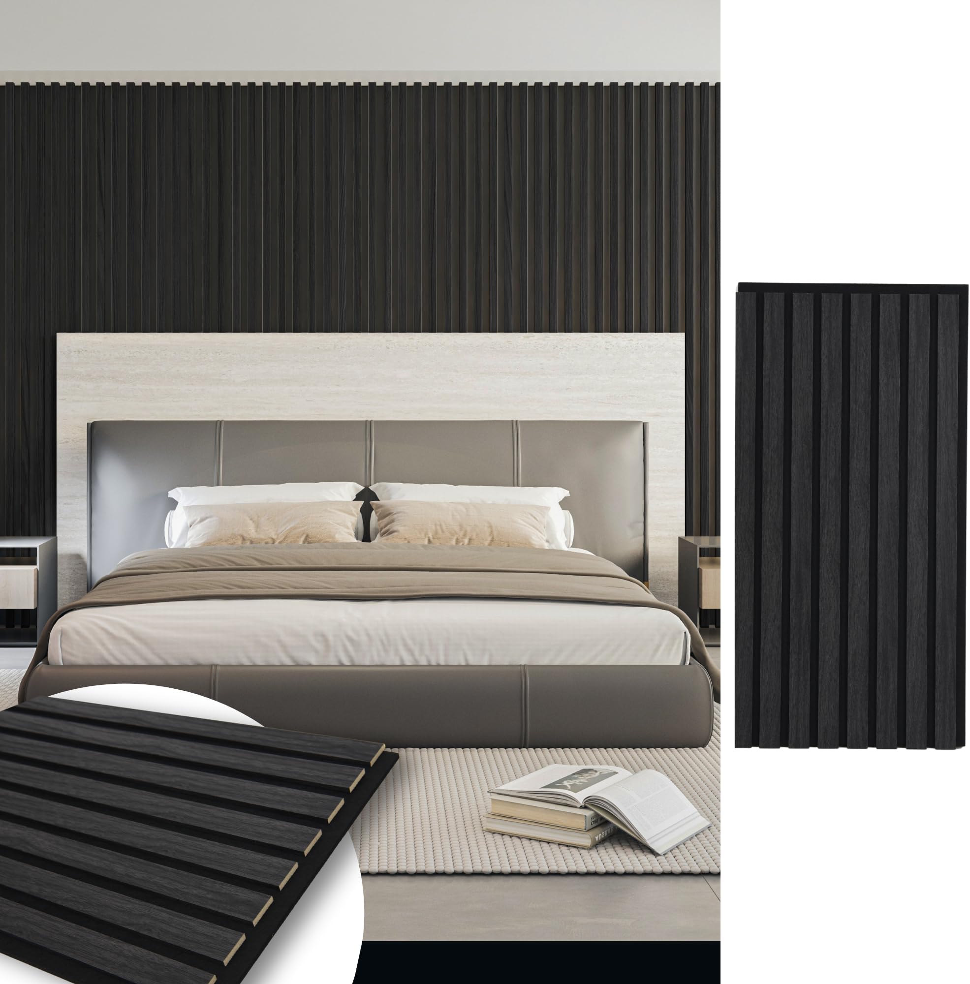 Art3d 20-Pack 12" x 24" Soundproof Wood Slat Panels, 40 sq.ft Acoustic Wall Panels, 3D Wall Panels with Wood Slat Design, Decorative Wood Wall Panel for Accent Walls-Grey Oak