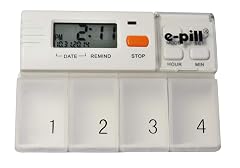 e-Pill MedGlider Pill Organizer Vitamin and Medicine Pill Box Reminder with Attached 4 Compartment Pill Box