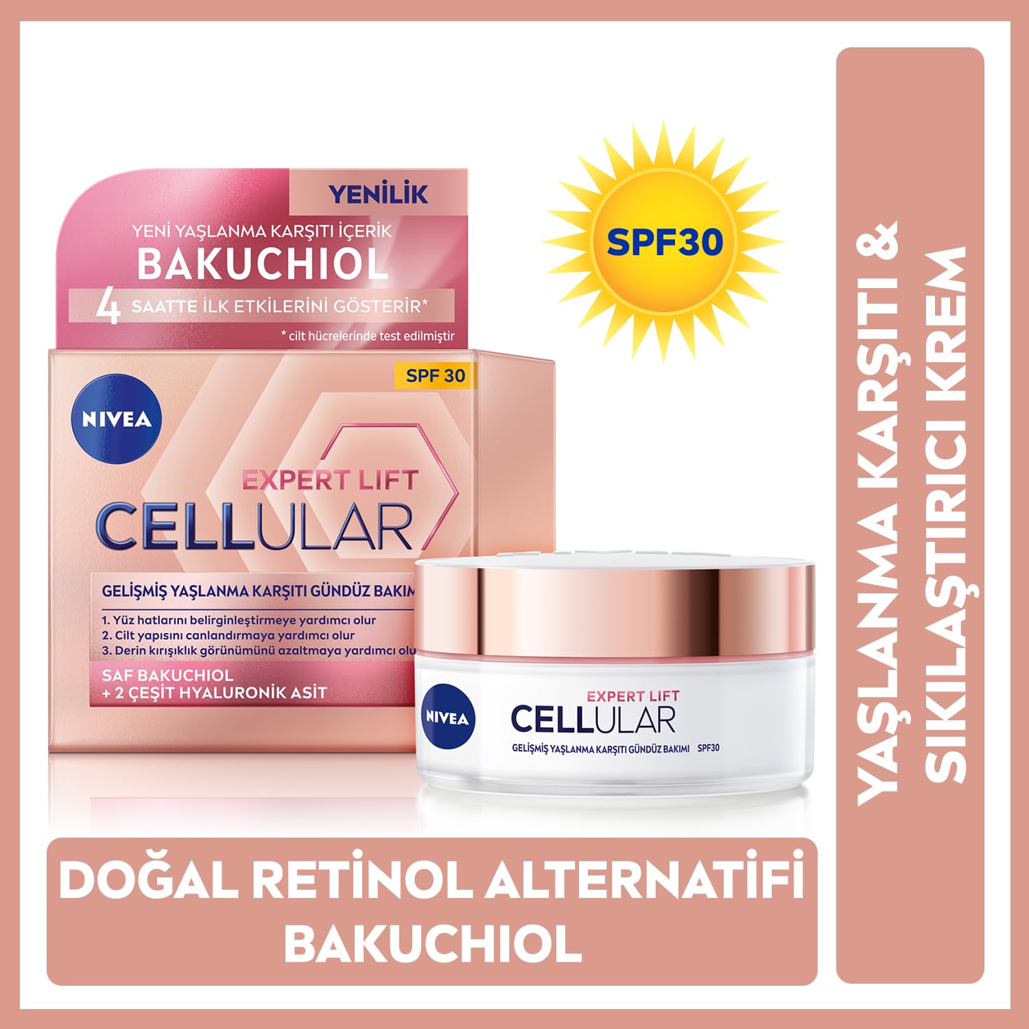 Nivea Cellular Expert Lift Saf Bakuchiol Gelişmiş Yaşlanma Karşıtı Gündüz Ve Gece Yüz Kremi 50ml