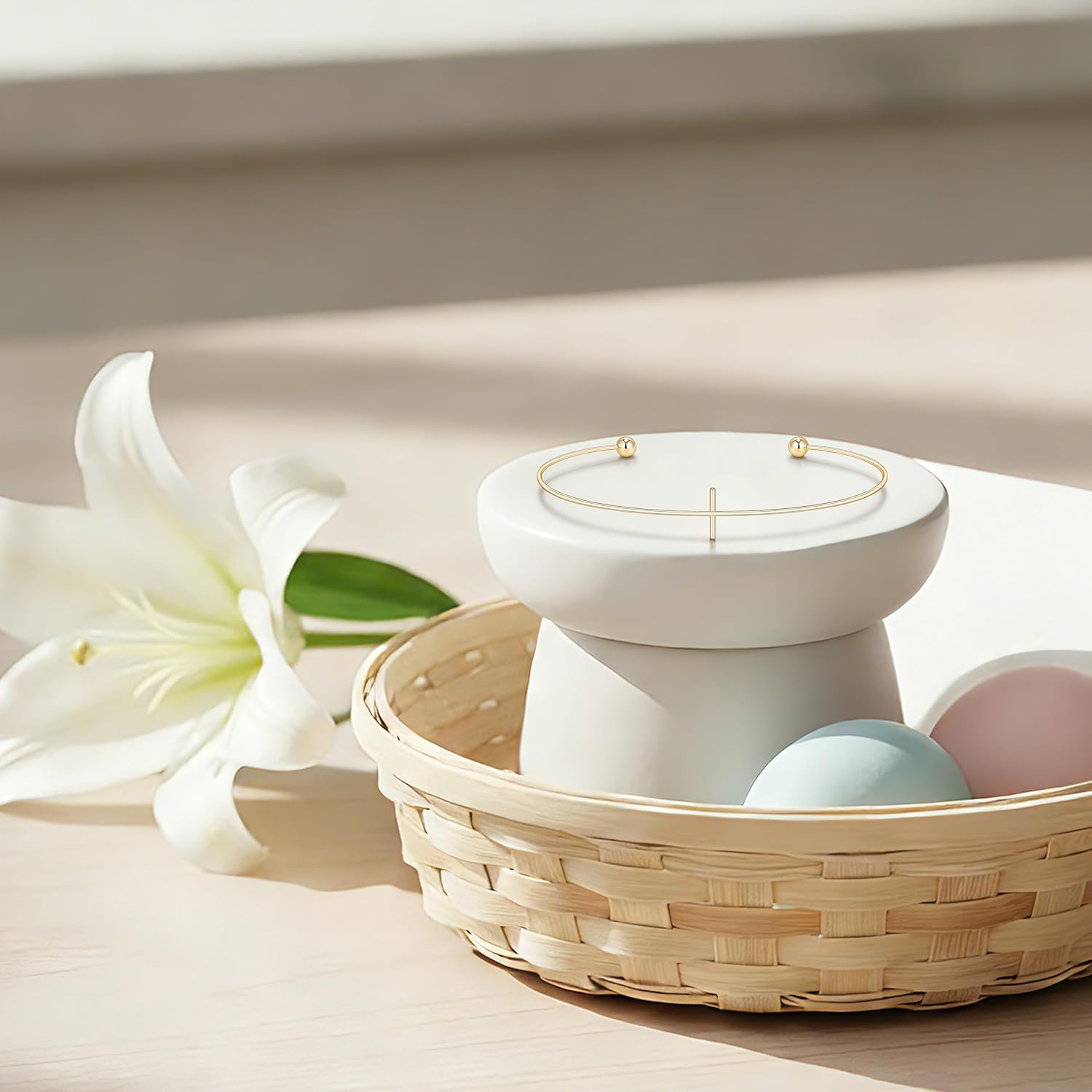 Easter Cross Cuff Bracelet for Women, 14K Gold Plated Dainty Minimalist Thin Wire Open Bangle, Lightweight Non Tarnish Hypoallergenic Christian Faith Jewelry - Image 7