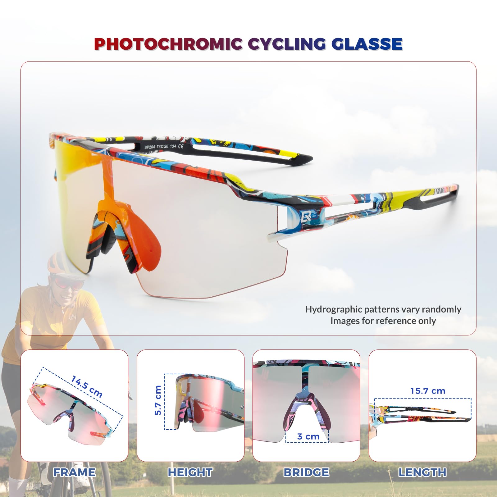 Fahr ROCKBROS Fahrradbrille Selbsttönend Für Damen Herren, Photochrome Radbrille Herren