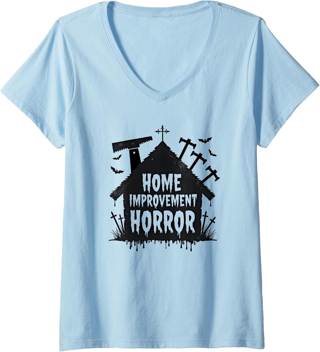 Women's Halloween Home Improvement Horror - Family Fun Decor V-Neck T-Shirt image 5