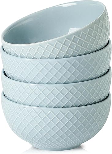 HASENSE Tazones de sopa de 26 onzas, juego de 4 cuencos de cerámica para cocina, cuencos de cerámica de porcelana para sopa, cereales, avena, fruta,