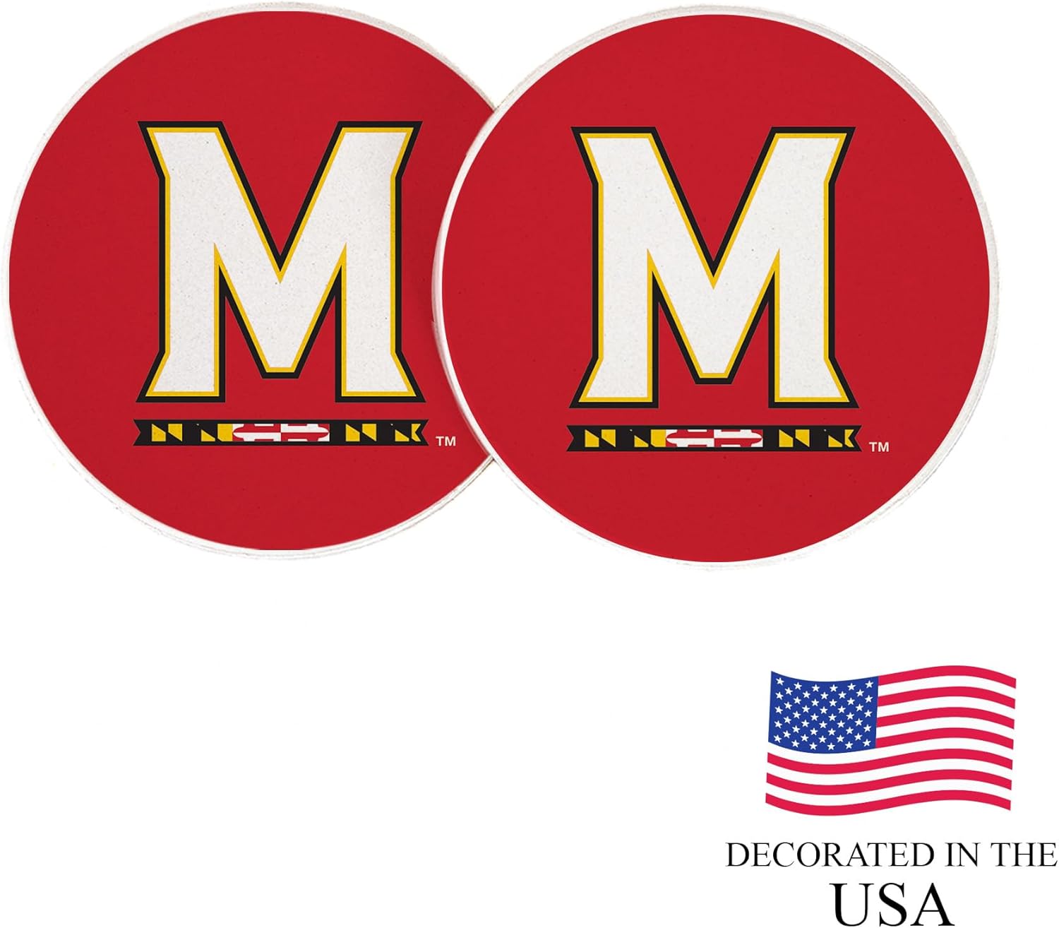 Desert Cactus University of Maryland Car Accessories UMD Terrapins Absorbent Sandstone Cup Coasters Licensed Product Set of 2 (Design A) - Image 4