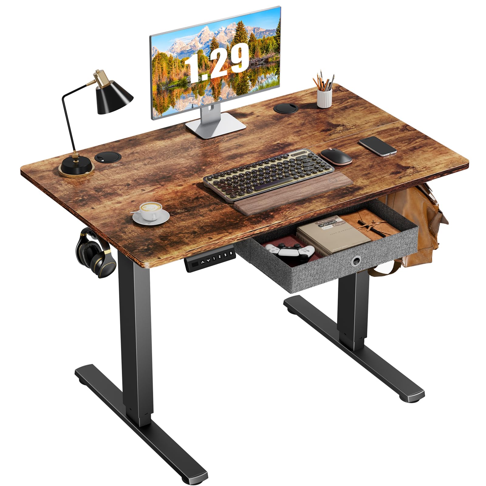 Electric Standing Desk with Drawe