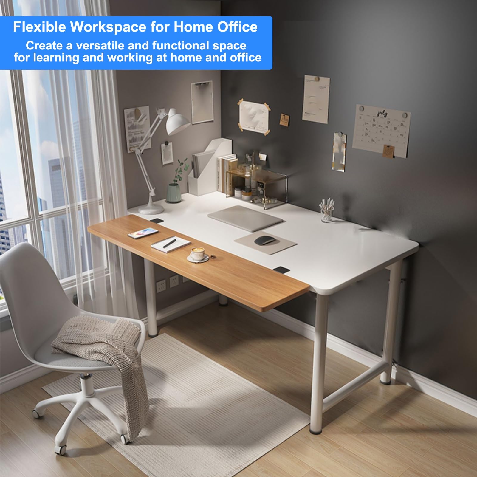 Vassoio estensibile da scrivania, prolunga per tavolo da cucina, supporto ergonomico per bracciolo del computer, per uso domestico e ufficio