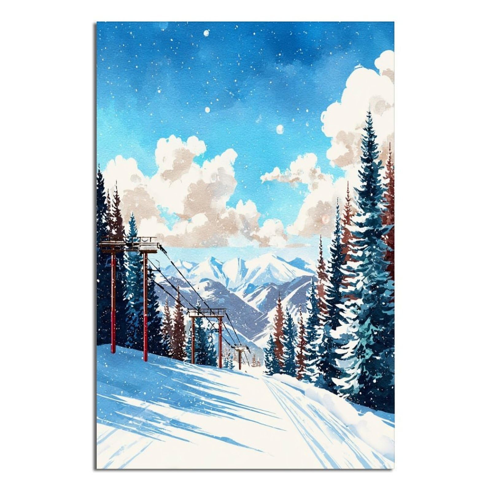 Park City Utah Ski Posters 20x30inch(50x75cm) Vintage Watercolor Canvas Art