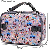 Vista 3 de FlowFly Lonchera para niños, bolsa de almuerzo escolar aislada y duradera con correa para el hombro y soporte para botellas, lonchera térmica