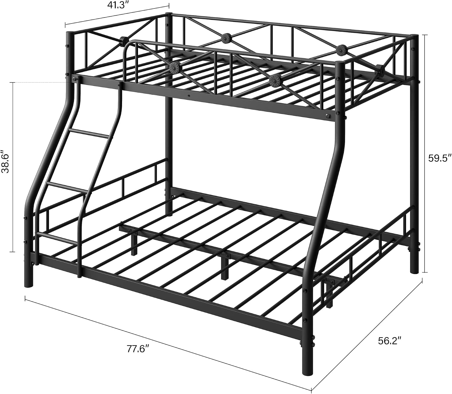 Dimensions of IDEALHOUSE Metal Bunk Bed Twin Over Full