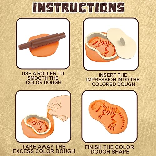 Miniatura 4 de Juegos de masa de color para niños de 4 a 8 años, juguetes de dinosaurio, juegos de herramientas de masa para niños y niñas, herramientas de fósiles
