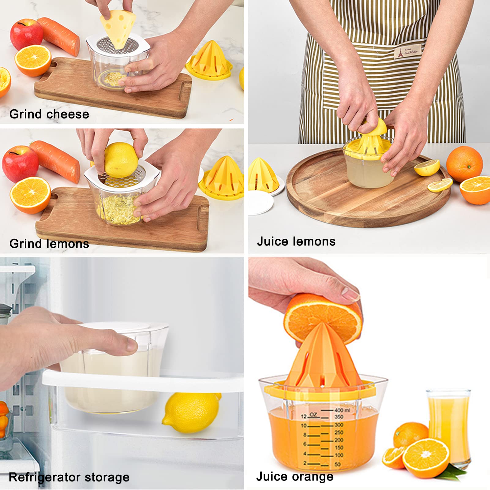 Yusat 2in1 Zitronenpresse & Reibe - Multifunktions Küchenwerkzeug 2 Stück