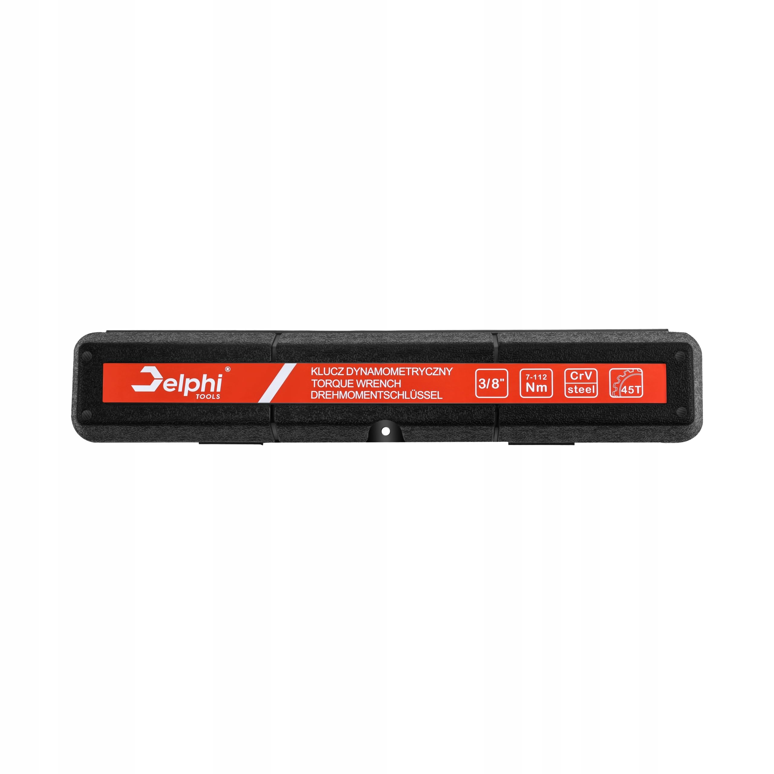 Delphi Llave dinamométrica de 3/8 pulgadas 7-112 Nm de CrMo con función de bloqueo y caja de almacenamiento para coche, moto, bicicleta, montaje de neumáticos