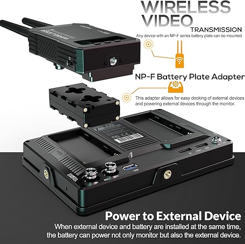Miniatura 4 de Monitor de campo en cámara de 7 pulgadas, 2000 nits de alto brillo con HDMI 4K y 3G-SDI Prots, monitor de pantalla táctil de video DSLR 1920x1200