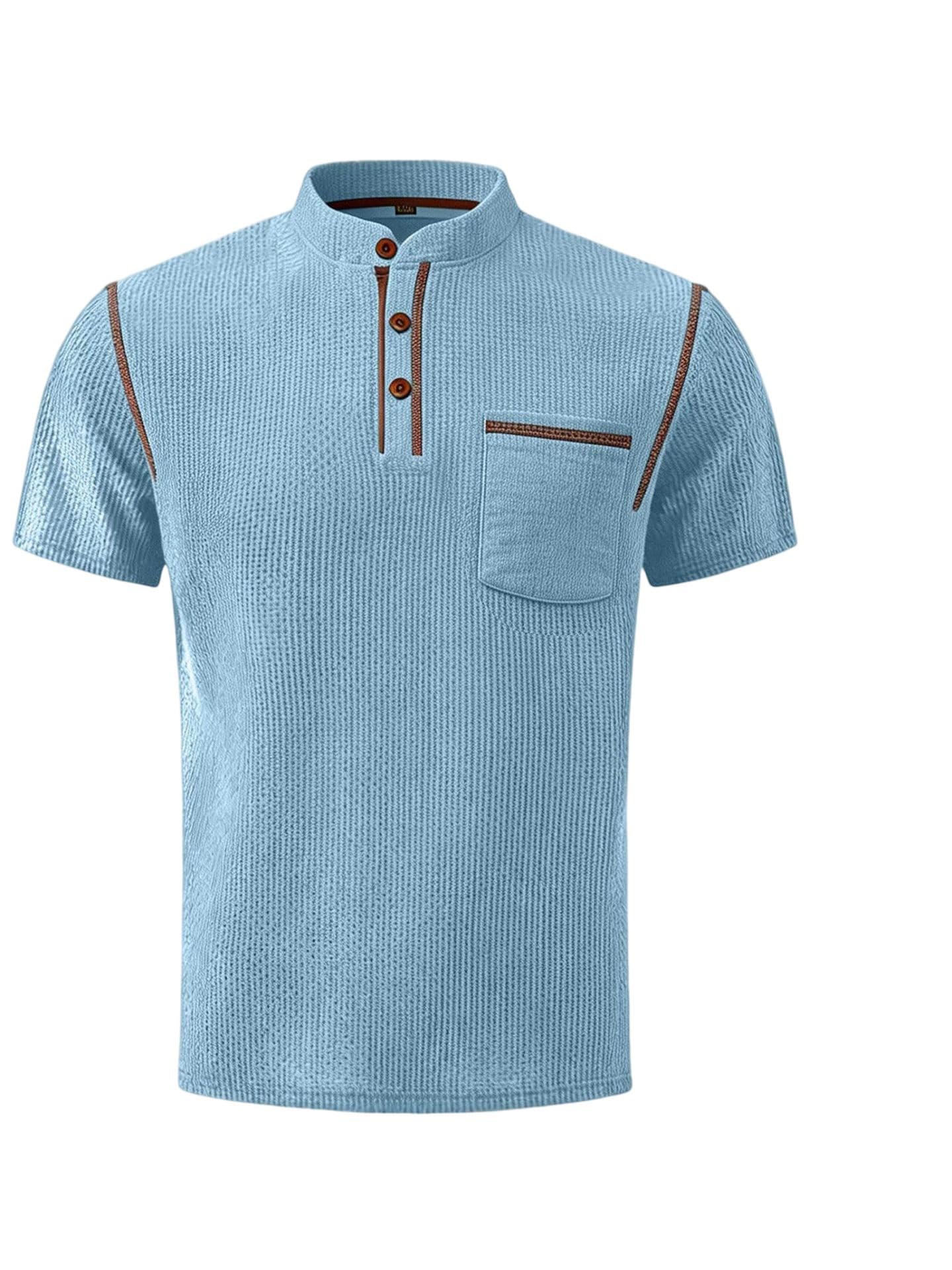 Męska koszulka polo z litego jedwabiu lodowego z krótkim rękawem slim fit do biura podróży weekendowych na co dzień