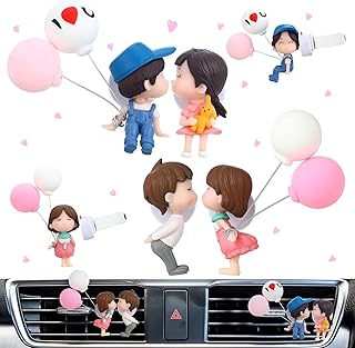 4 Piece Cute Car Air Freshener Vent Clip Lovely Couple Car Accessories Boy Girl Perfume Clip Essential Oil Diffuser Interior with Fragrance Tablet for Air Vent Freshener (Cute Style)