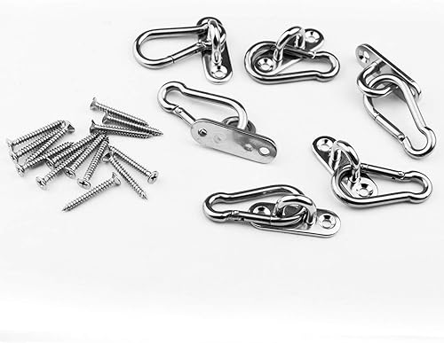 Miniatura 5 de 6 ganchos en U de acero inoxidable de 1.8 pulgadas + 6 ganchos de acero inoxidable, lazo de grapas de hardware marino con tornillos