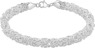 925 Sterling Silver Byzantine Bracelet for Women Chunky Bracelets Handma...