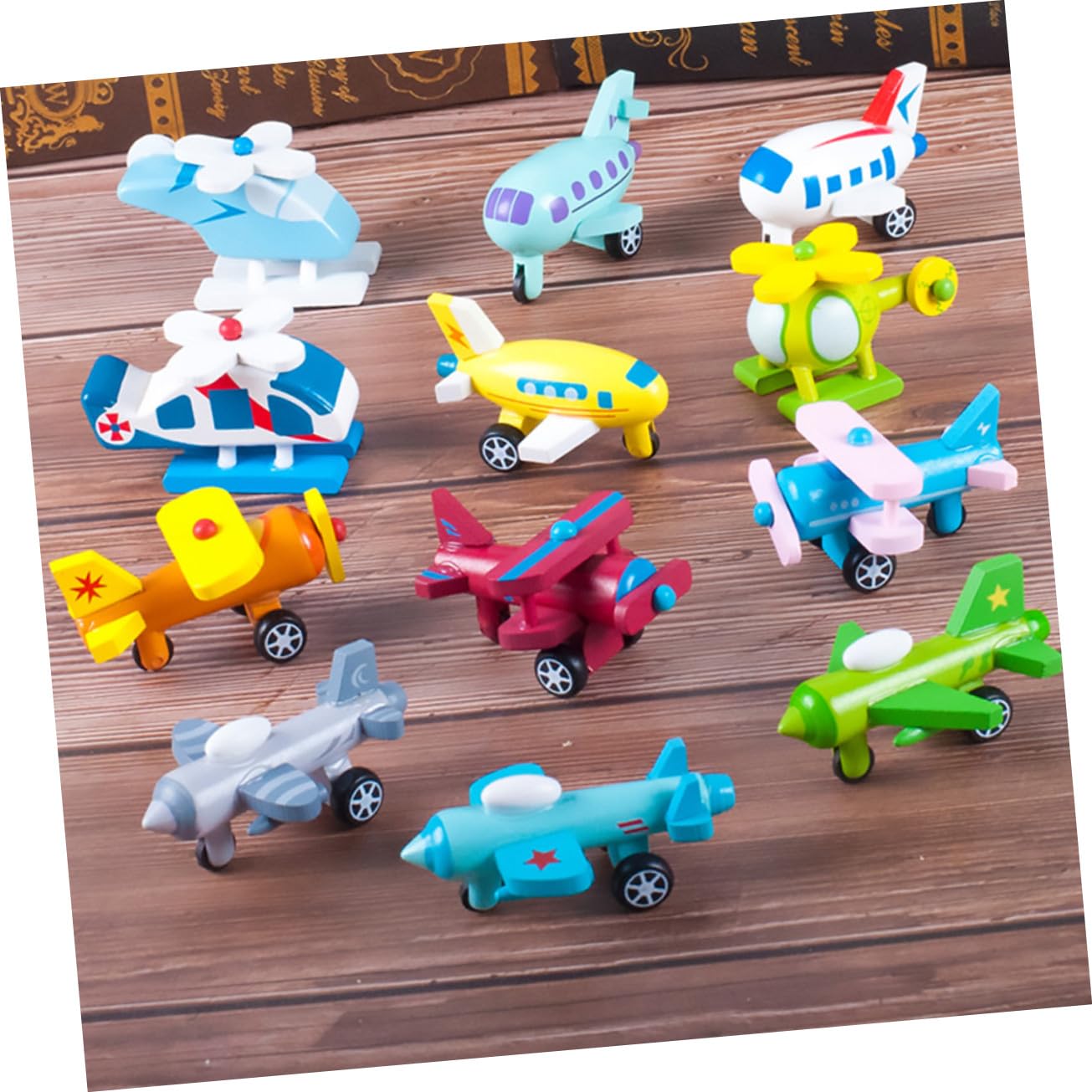 NOLITOY Mini Aviones de Madera 12 Piezas Modelo para Niños y Bebés