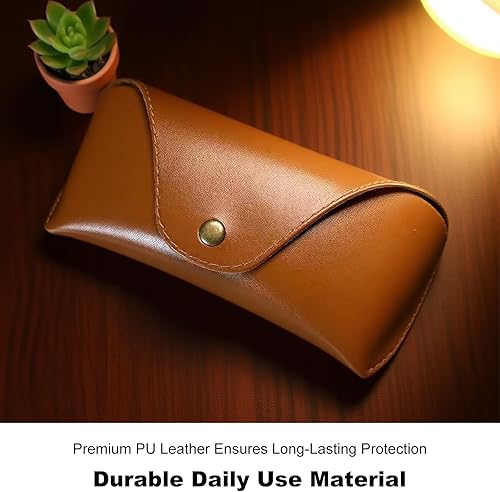 Miniatura 4 de Funda de cuero para lentes de sol, bolsa suave y funda rígida para lentes de sol, para hombres y mujeres, funda de transporte delgada para lentes de