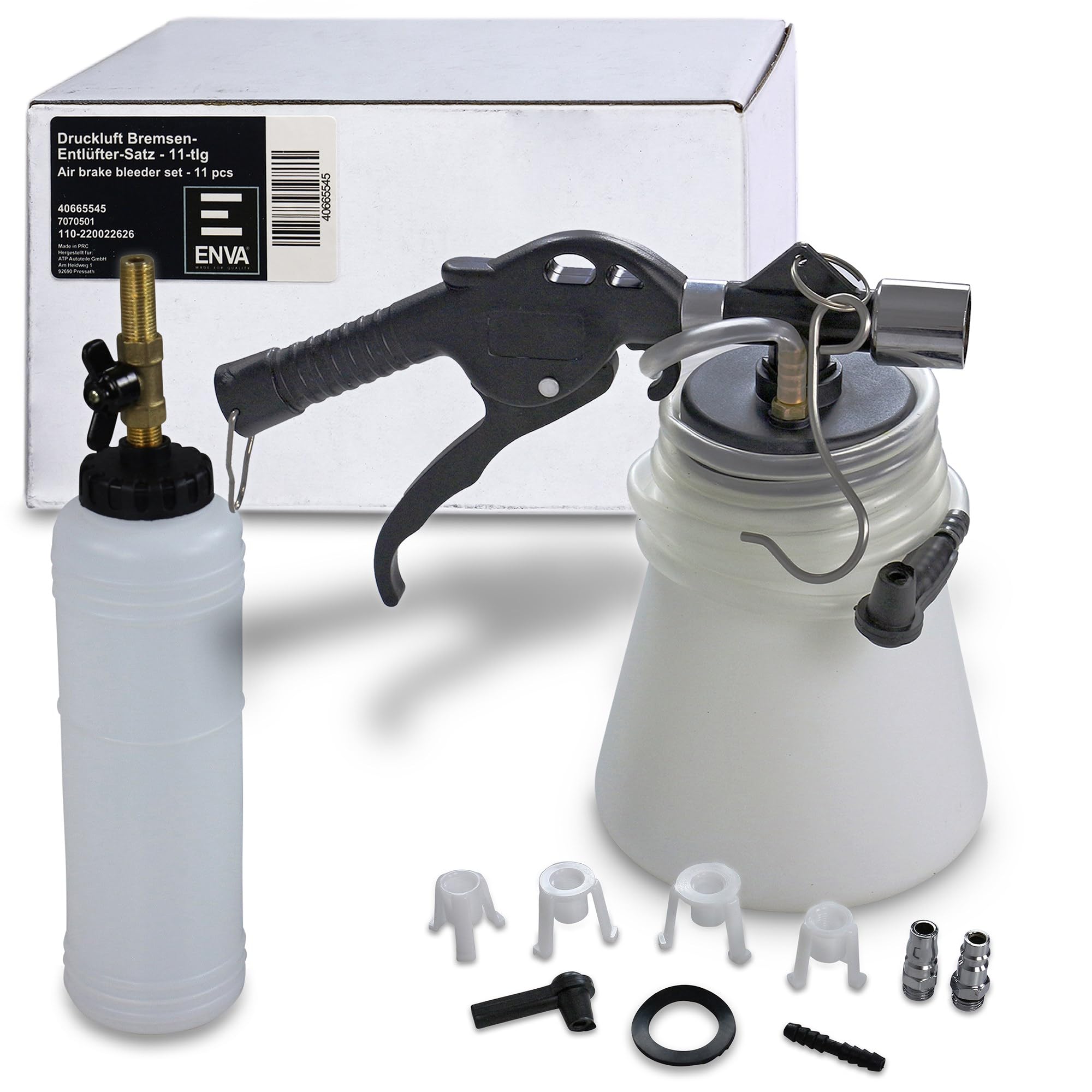 4X Liquido Freni, 1x Set di spurgo per Freni ad Aria compressa - 11 Pezzi.