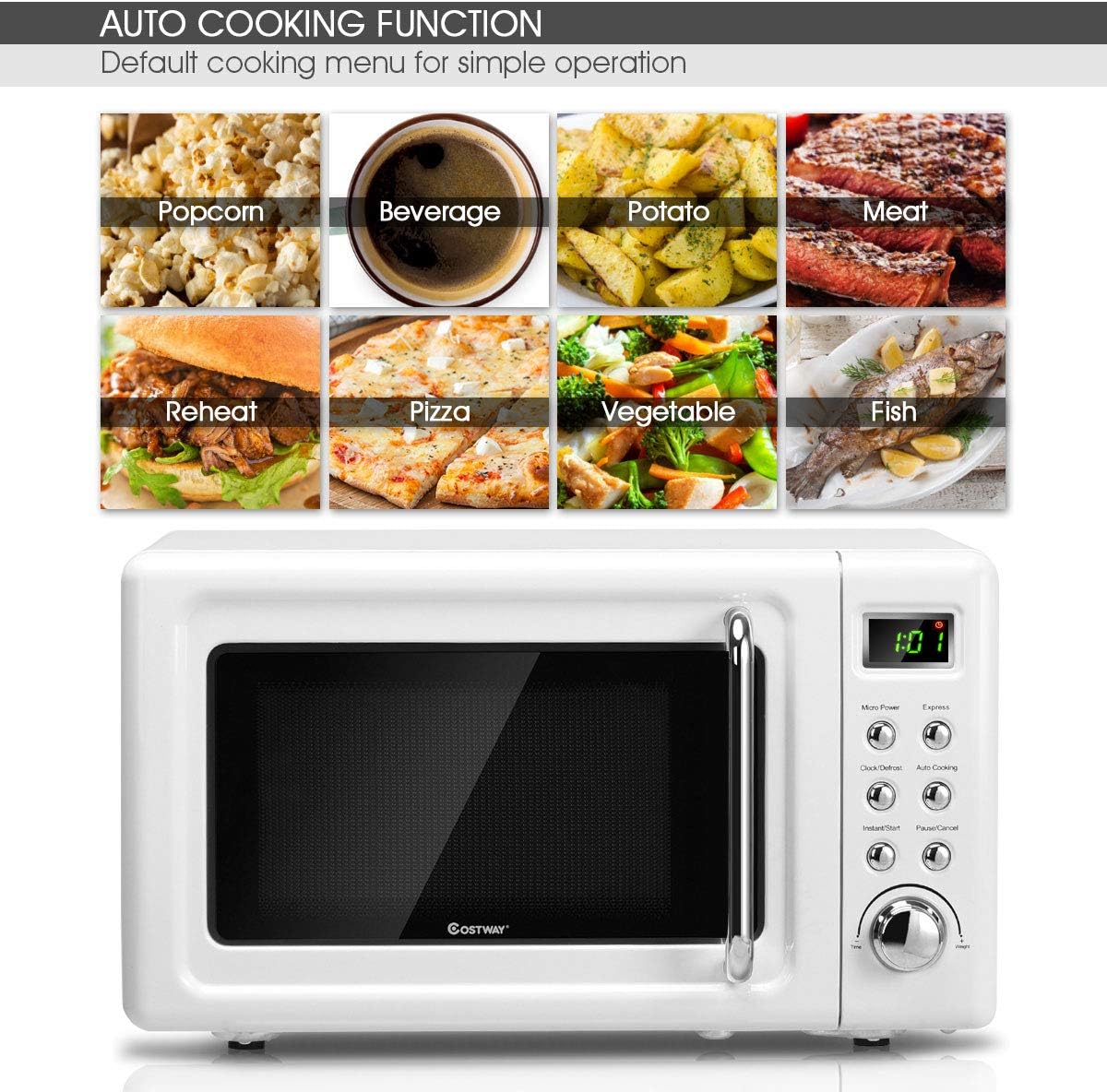 Retro Microwave with Auto-Cook Options