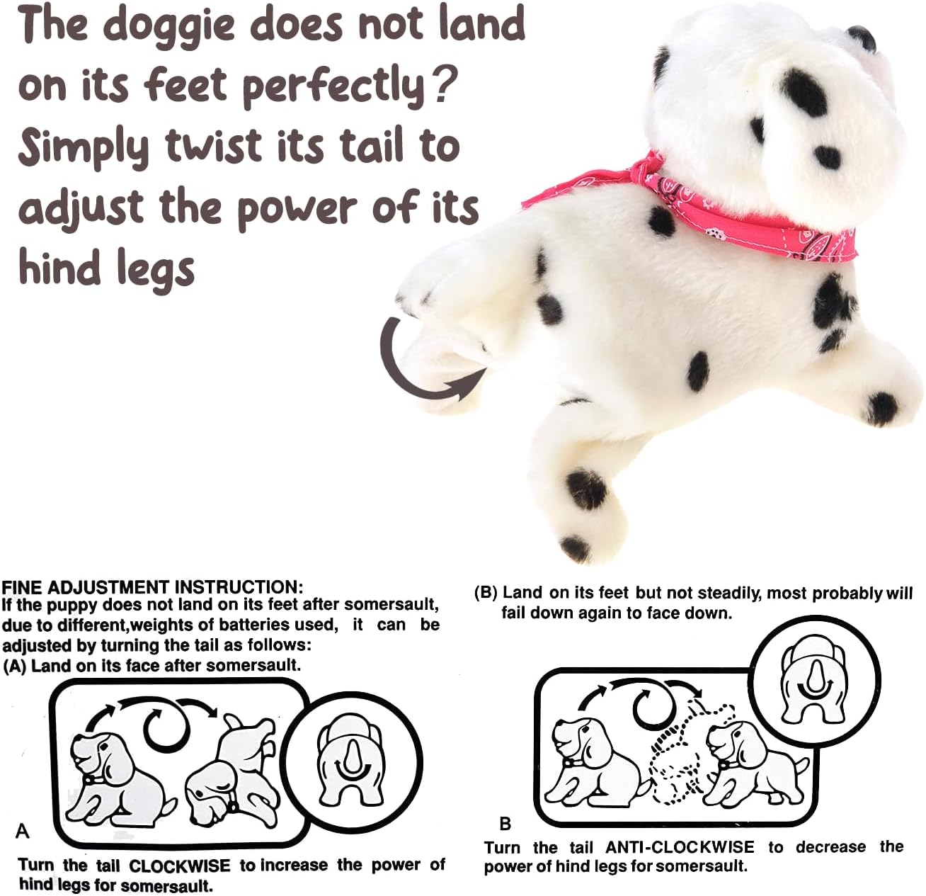 PowerTRC Cute Somersault Little Puppy | Barks, Sits, Walk, and Flips | Pet Toy Dog (12 Packs)