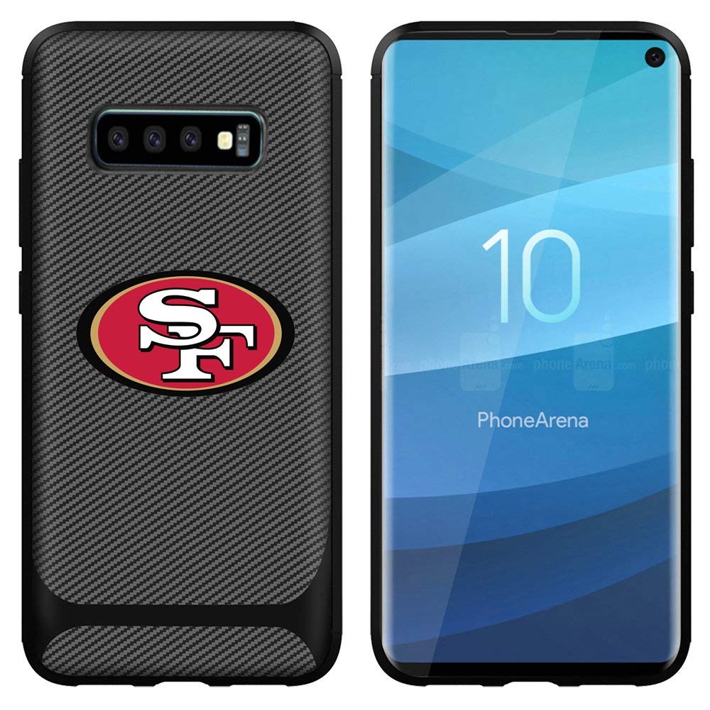 Samsung Galaxy S10 Case 49ers Cover Slim Soft Carbon Fiber Pattern Silicone TPU Protective Durable Snap on Shell for S10 6.1 Inches Black