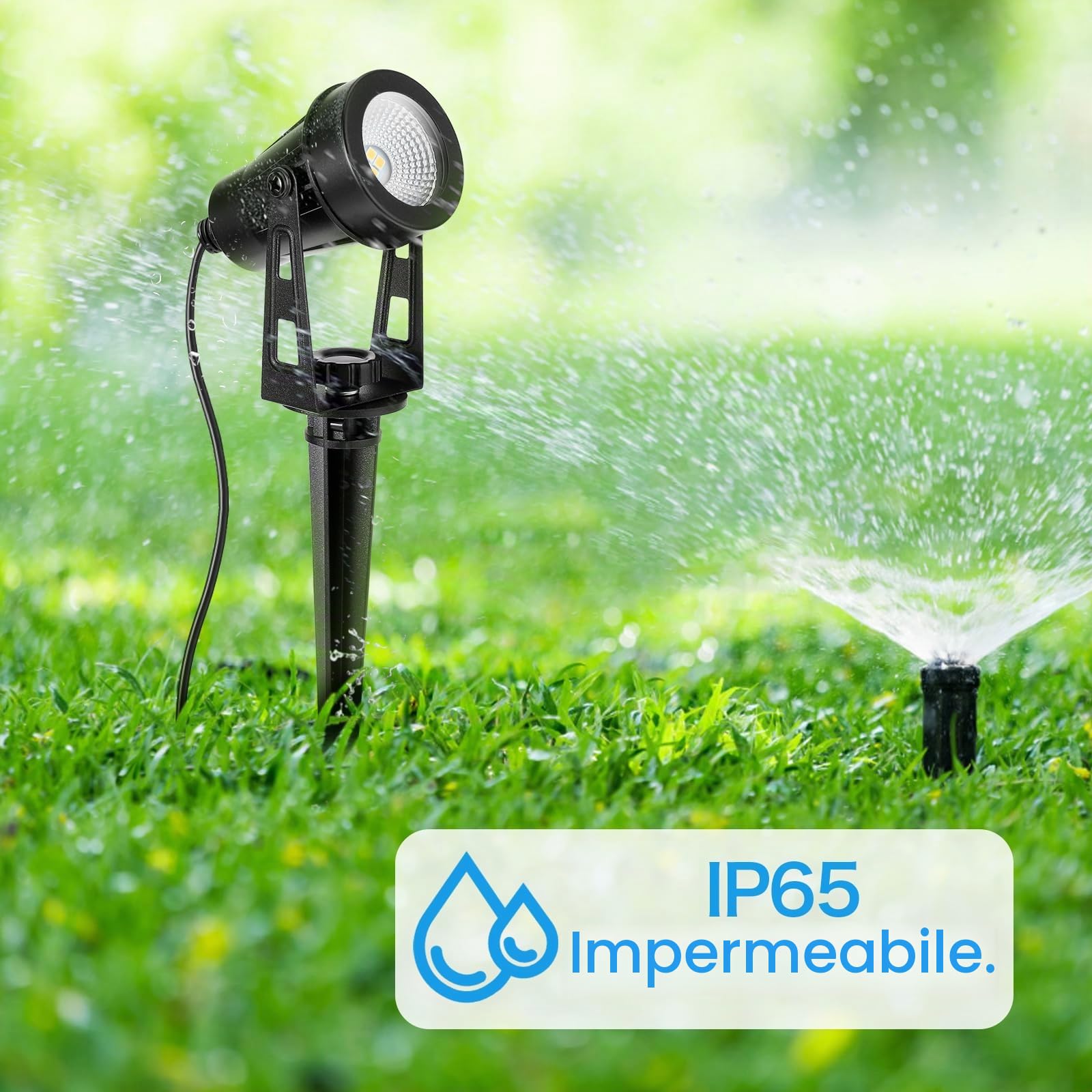 Illuminazione da Giardino 20 Metri 6 in 1, Faretti LED da Esterno 3000K Bianco Caldo, 12V IP65 Impermeabili, Lampade da Terra con Spina, Ideali per Percorsi, Terrazze, Alberi, Prati e Feste