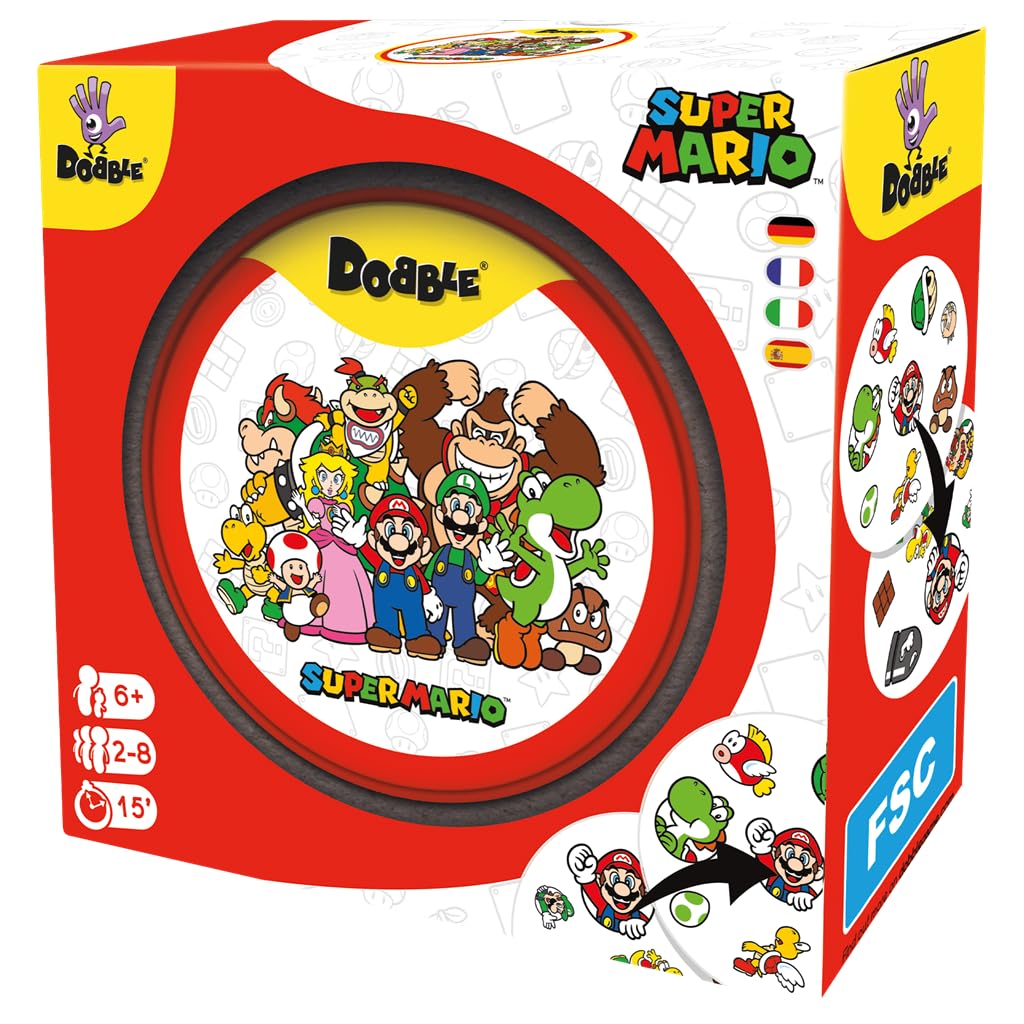 Zygomatic, Dobble Super Mario, Familienspiel, Kartenspiel, 2-8 Spieler, Ab 6+ Jahren, 15 Minuten, Deutsch, Mehrsprachig