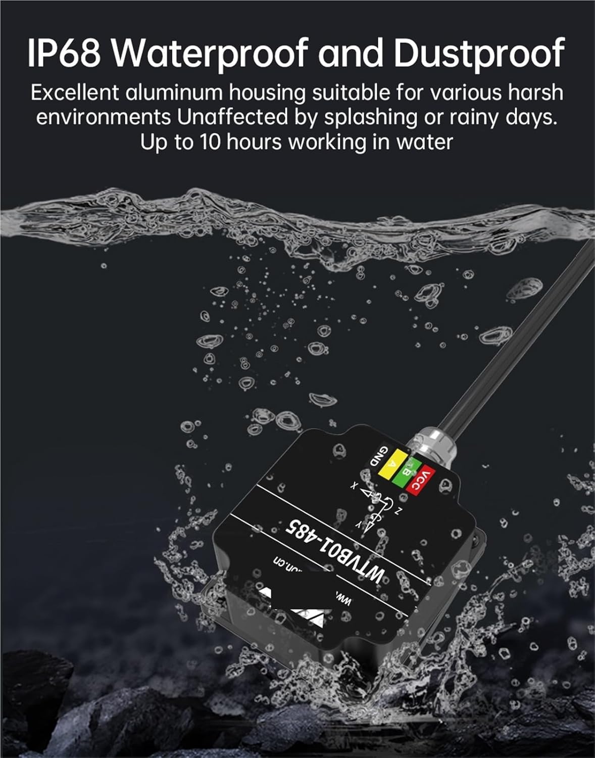 WTVB01-485 Vibration Sensor,3axis IP68 Modbus Vibration Analyzer (WTVB01RS485 Magnetic)