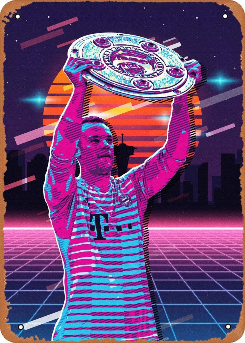 Manuel Neuer 80s Vintage Sports Poster Metal Tin Sign 8x12in(20x30cm)—Retro Poster gift,bar, cafe, restaurant wall decor art
