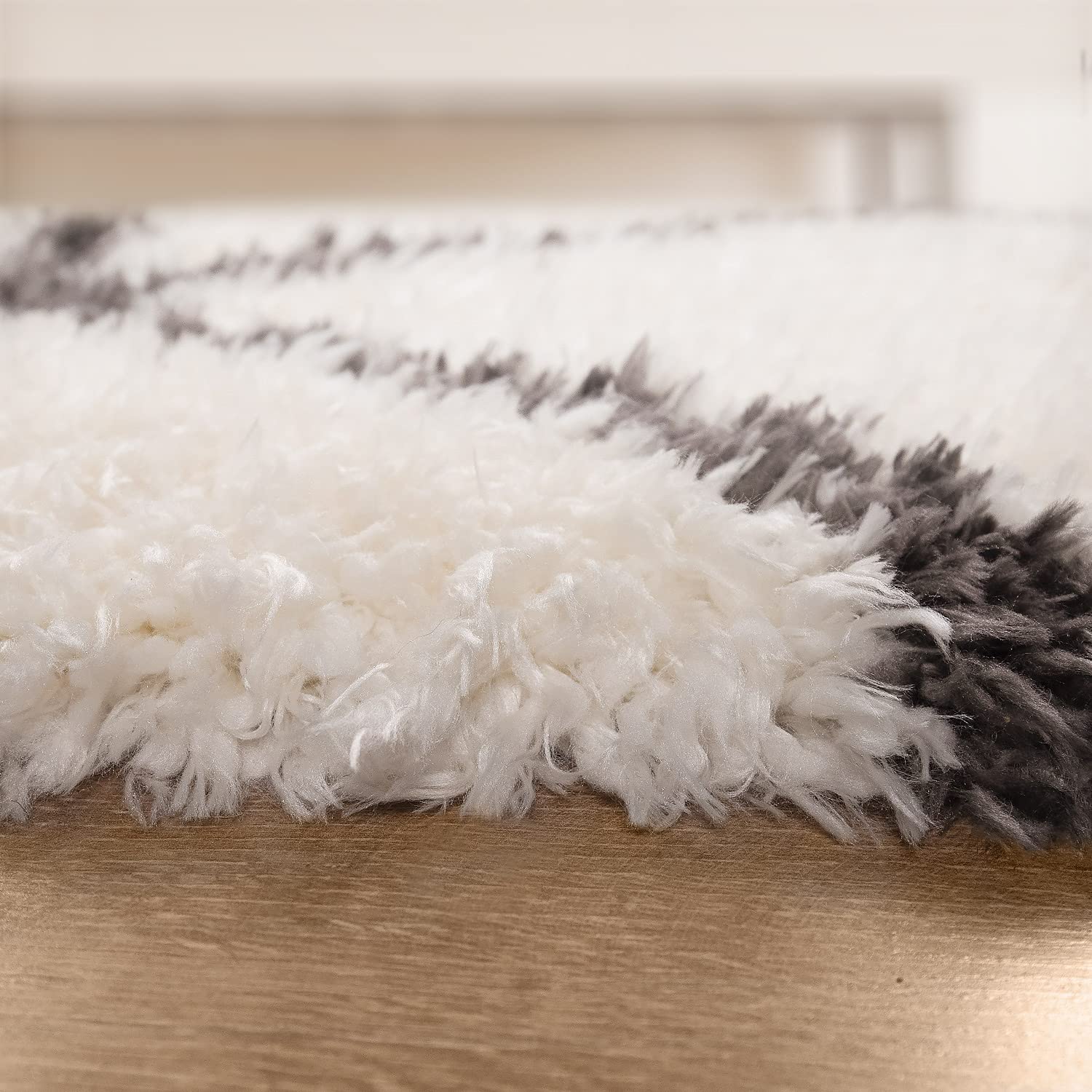 Paco Home Tapis Shaggy Tapis De Salon Shaggy Poil Long Motif Diamant Scandinave Moderne, Dimension:120x160 cm, Couleur:Crème 5