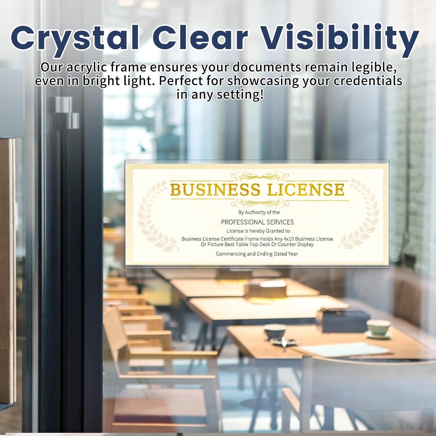 Business License Frame,1 pcs Acrylic Clear Certificate Holder for 4x9 Business License Certificate Desk/Table Top Display, 4x10 Inch (Wall-mounted)
