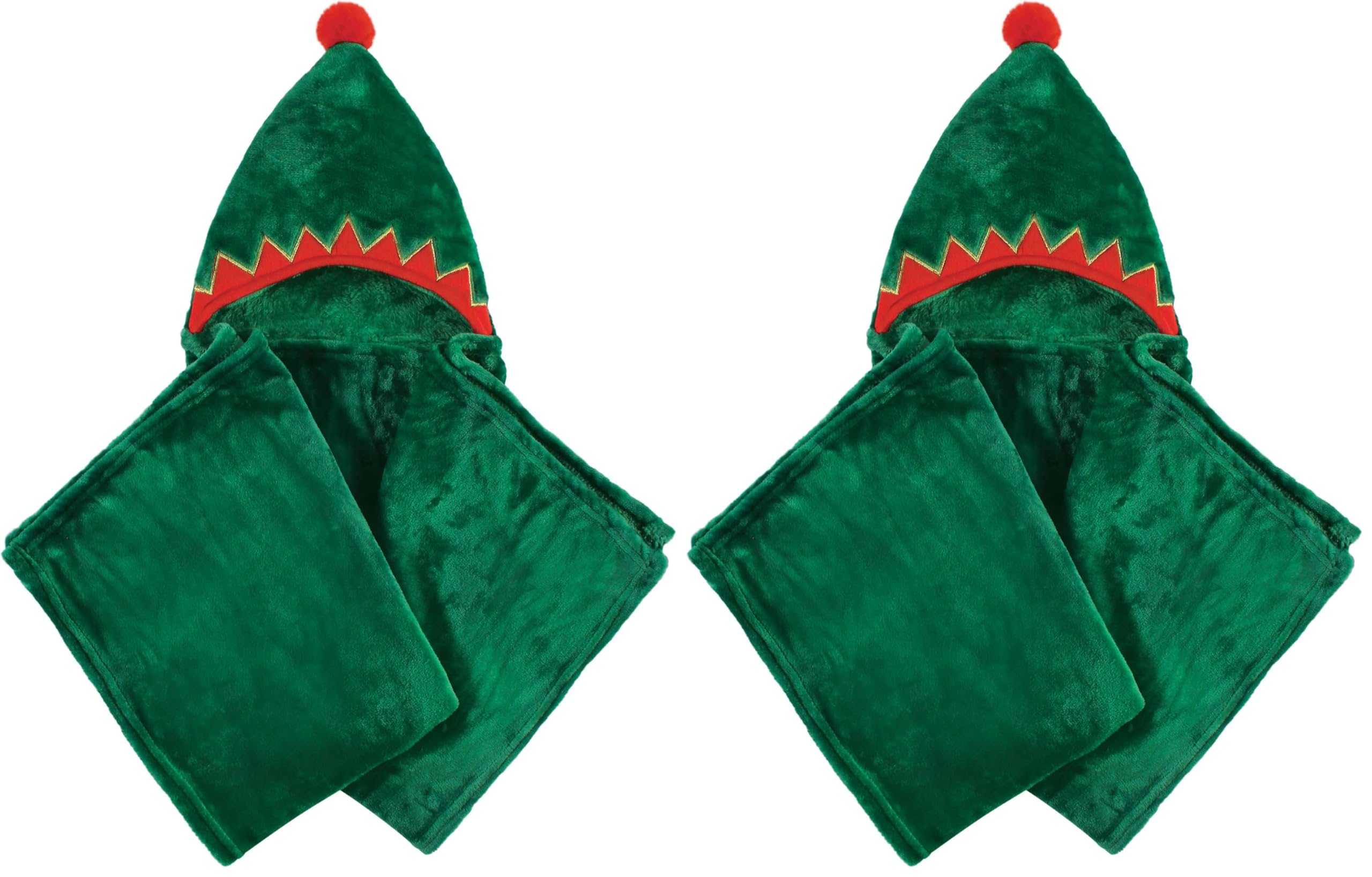 Hudson Baby Unisex Baby and Toddler Hooded Animal Face Plush Blanket, Elf, One Size (Pack of 2)