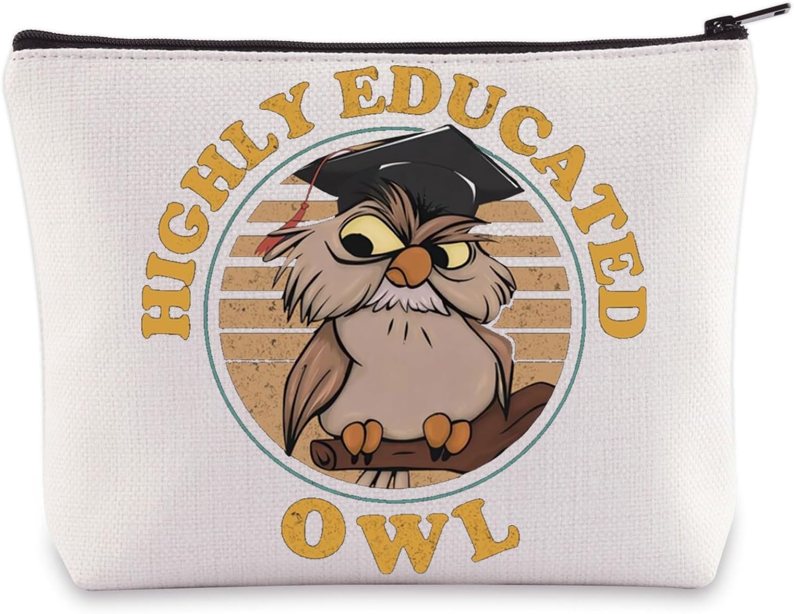 WZMPA Retroc Archimedes Owl Cosmetic Bag Archimedes Fans Gifts Highly Educated Owl Zipper Pouch Bag Archimedes Merchandise (Educated Owl), Educated Owl