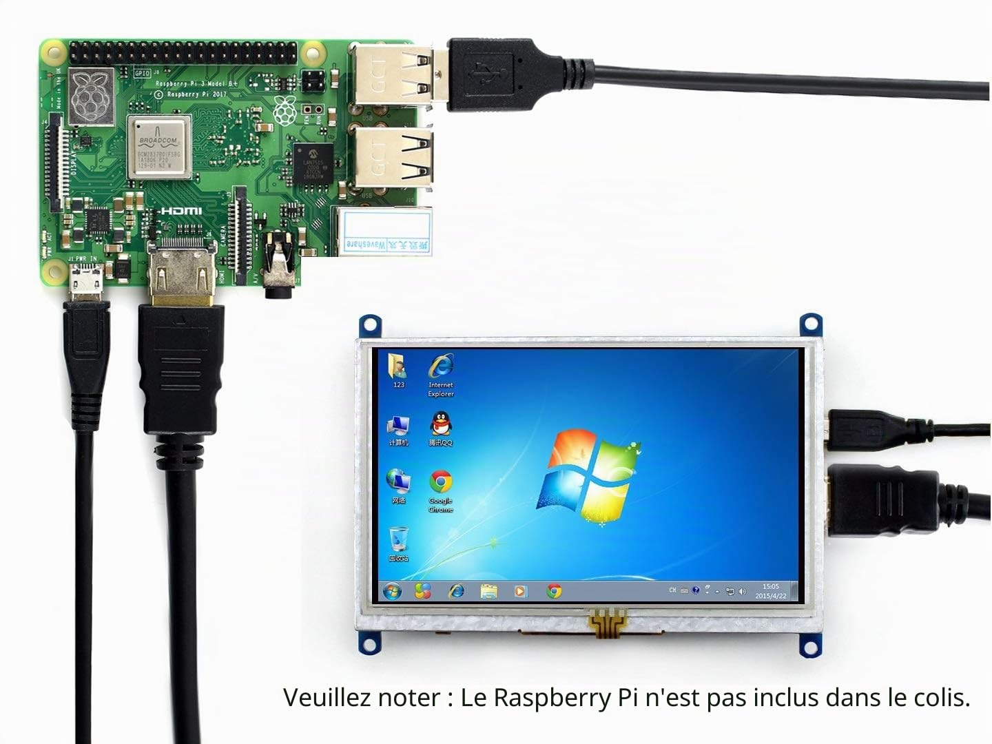 IBest 5 inch TFT LCD Display B 800x480 Raspberry Pi Resistive Touch Screen HDMI Monitor for BB Black Support Raspbian Ubuntu Kali Retropie Win10 IOT/ Win10 /8.1/8/7