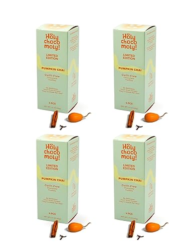 Trufas de chocolate Pumpkin Chai Bajo en azúcar refinado, hechas con dátiles e ingredientes naturales Snack saludable para llevar 4 trufascaja,