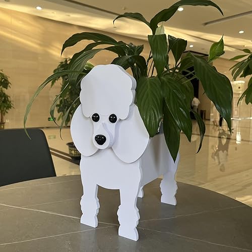 Miniatura 2 de Maceta para perros, macetas de cactus con flores de animales para decoración de jardín al aire libre, regalo de caniche blanco, contenedor de