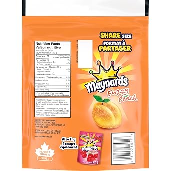 Maynards Bundle of Three Bags Candy Swedish Berries, Fuzzy Peach, Sour Patch Kids (Imported from Canada)