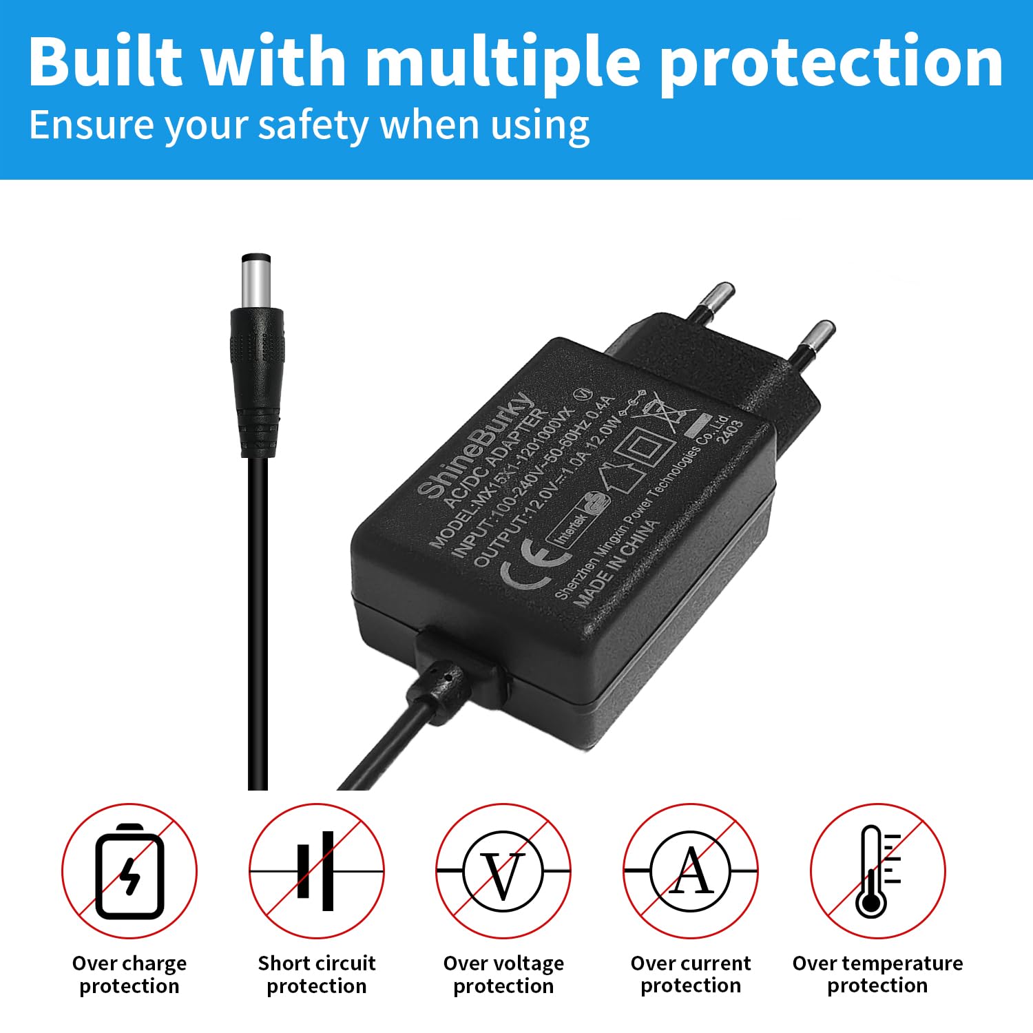 ADAPTATEUR D'ALIMENTATION 24V 1A, COLM Adaptateur Transformateur AC 100