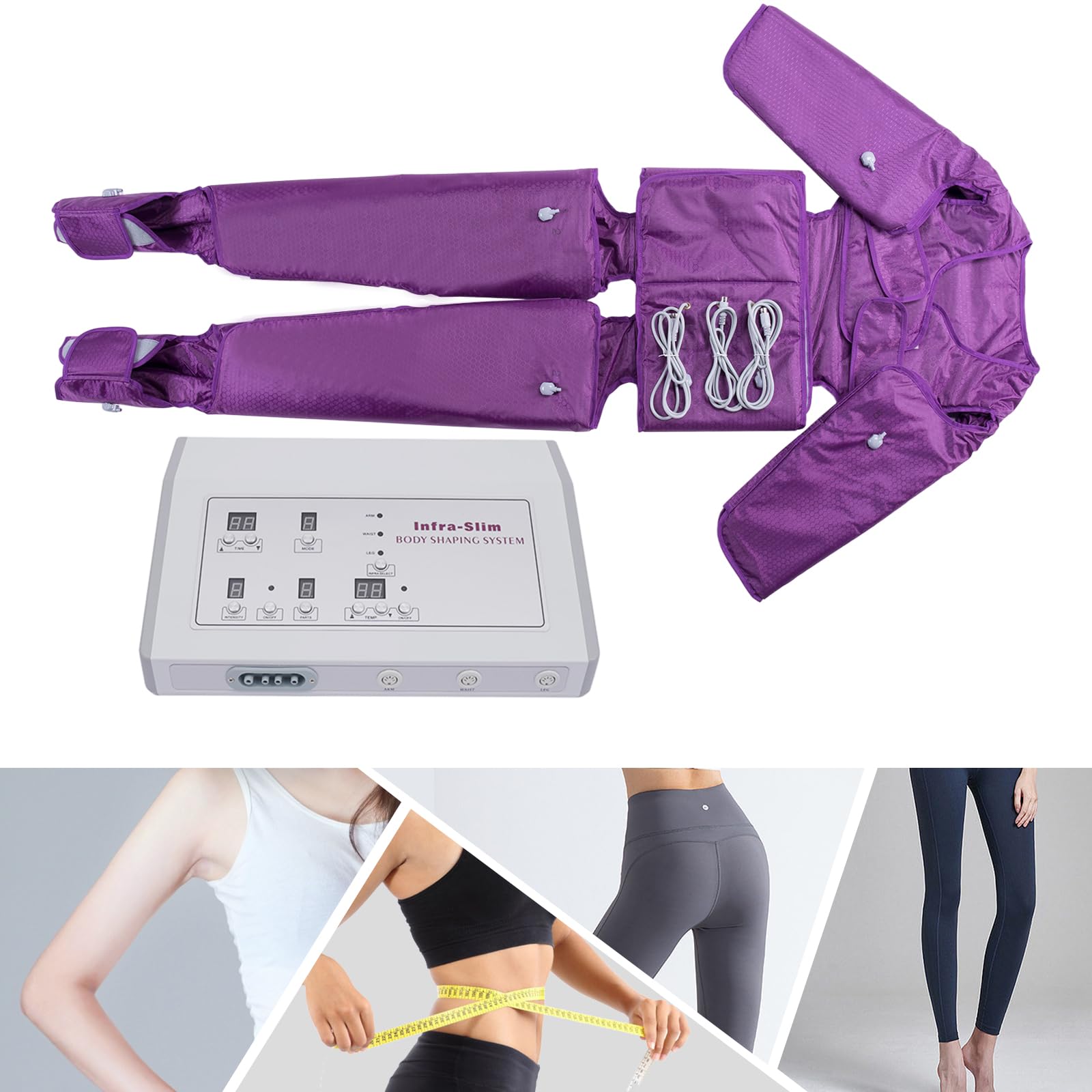 Massaggiatore tutto il corpo, 600 W, 220 V, elettrico per tutto il corpo, pressoterapia, massaggio linfatico, perdita di peso per circolazione sanguigna e rilassamento muscolare (viola)