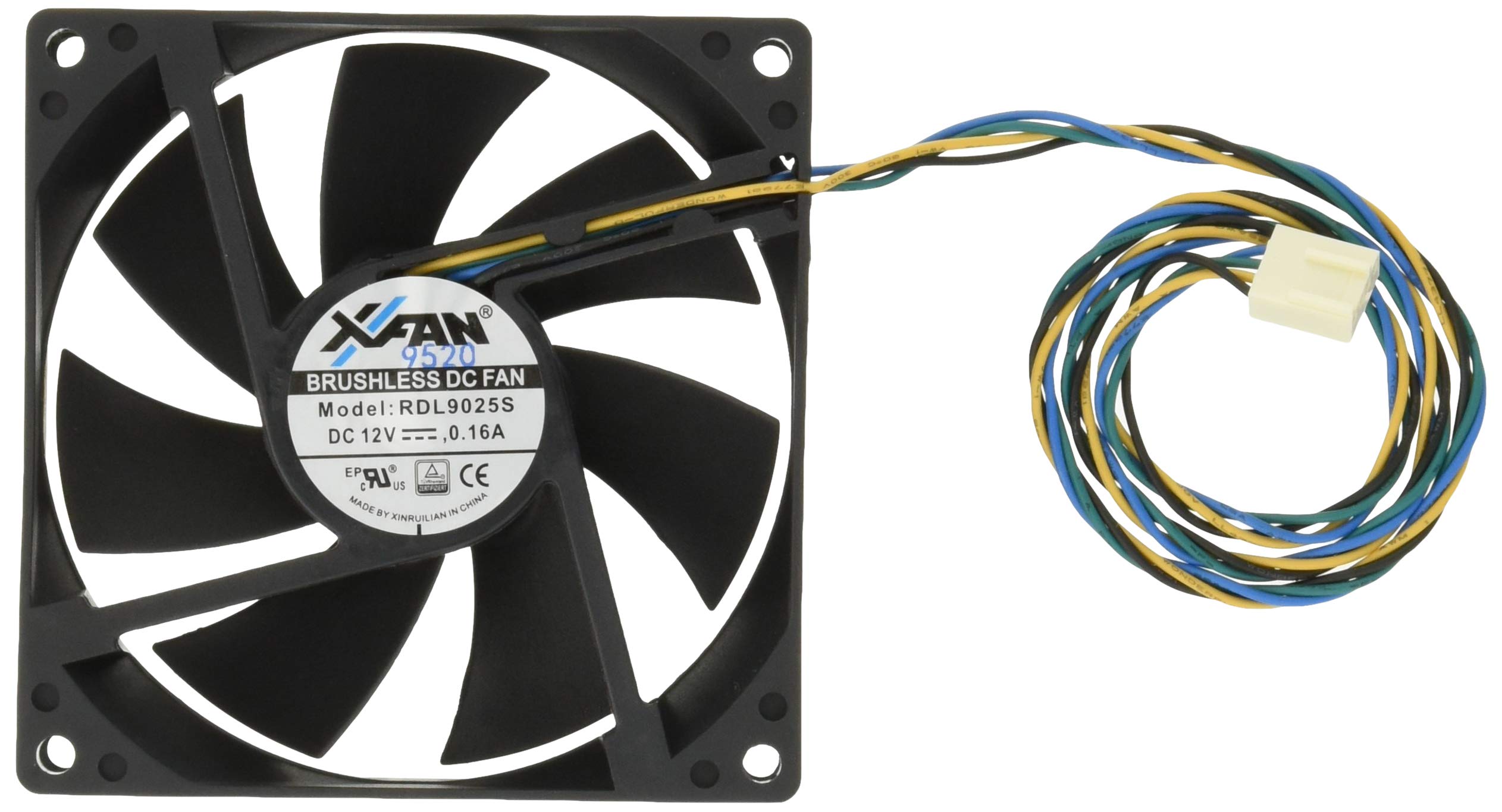 X-Fan12cm角×25mmCPU用PWM(色/黒・リブ無) スリーブ、スピードセンサー付 800~1700rpm/34db ファンモータ RDL1225SBK-PWM Amazon | X-Fan12cm角×25mmCPU用PWM(色/黒・リブ無) スリーブ
