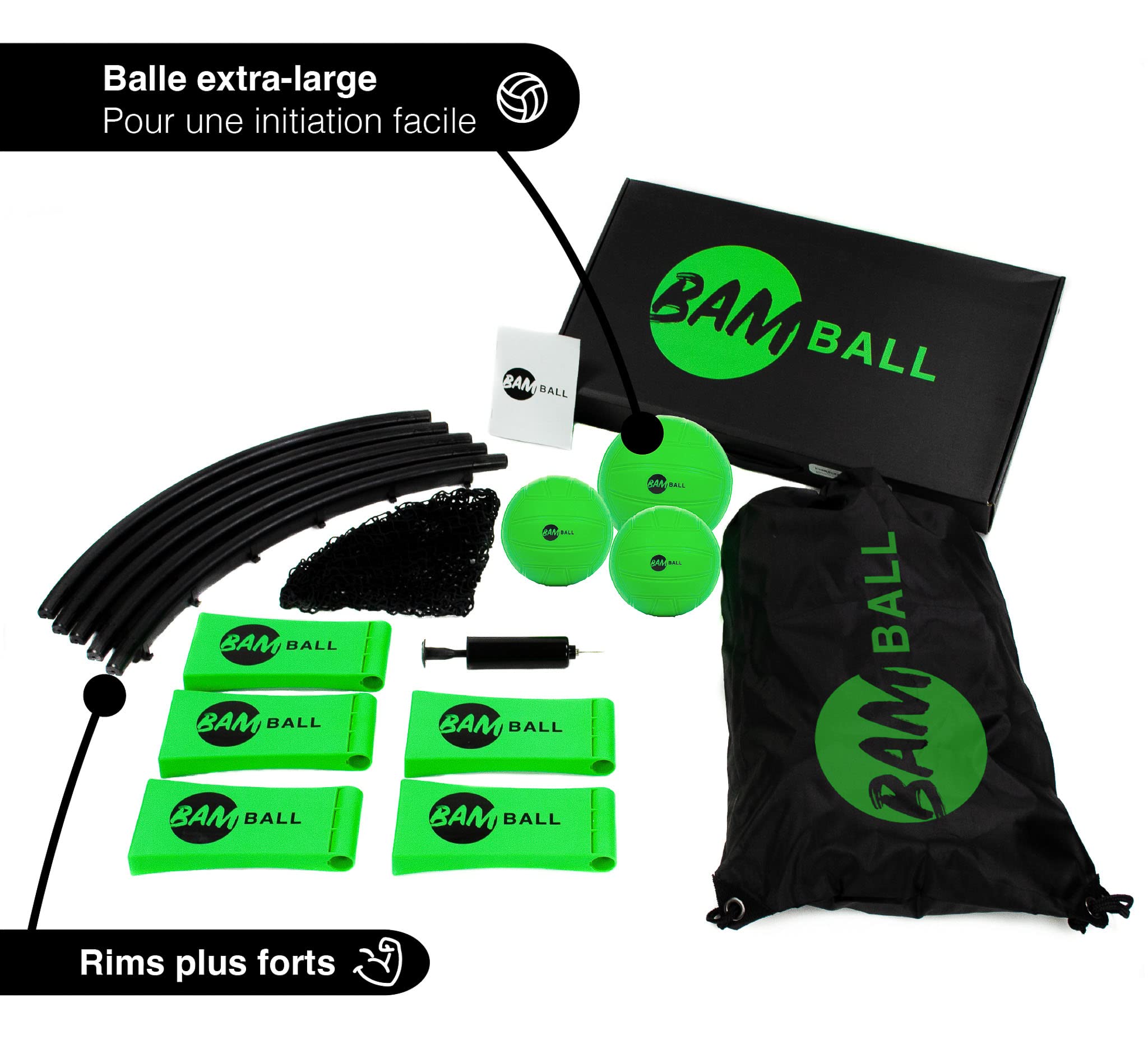 Set avec 3 balles + Pompe supplémentaire – Le Jeu d'été Parfait – Comprend 3 balles, Sac de Sport, Pompe et Instructions – Jeu pour Enfants, Adolescents et Adultes