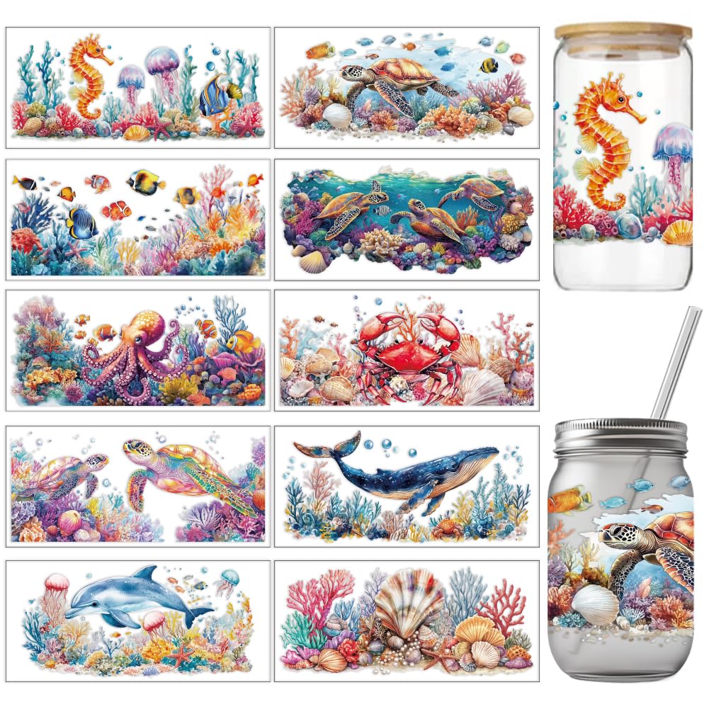 Papier de transfert UV arricraft autocollant ocean pour gobelet en verre