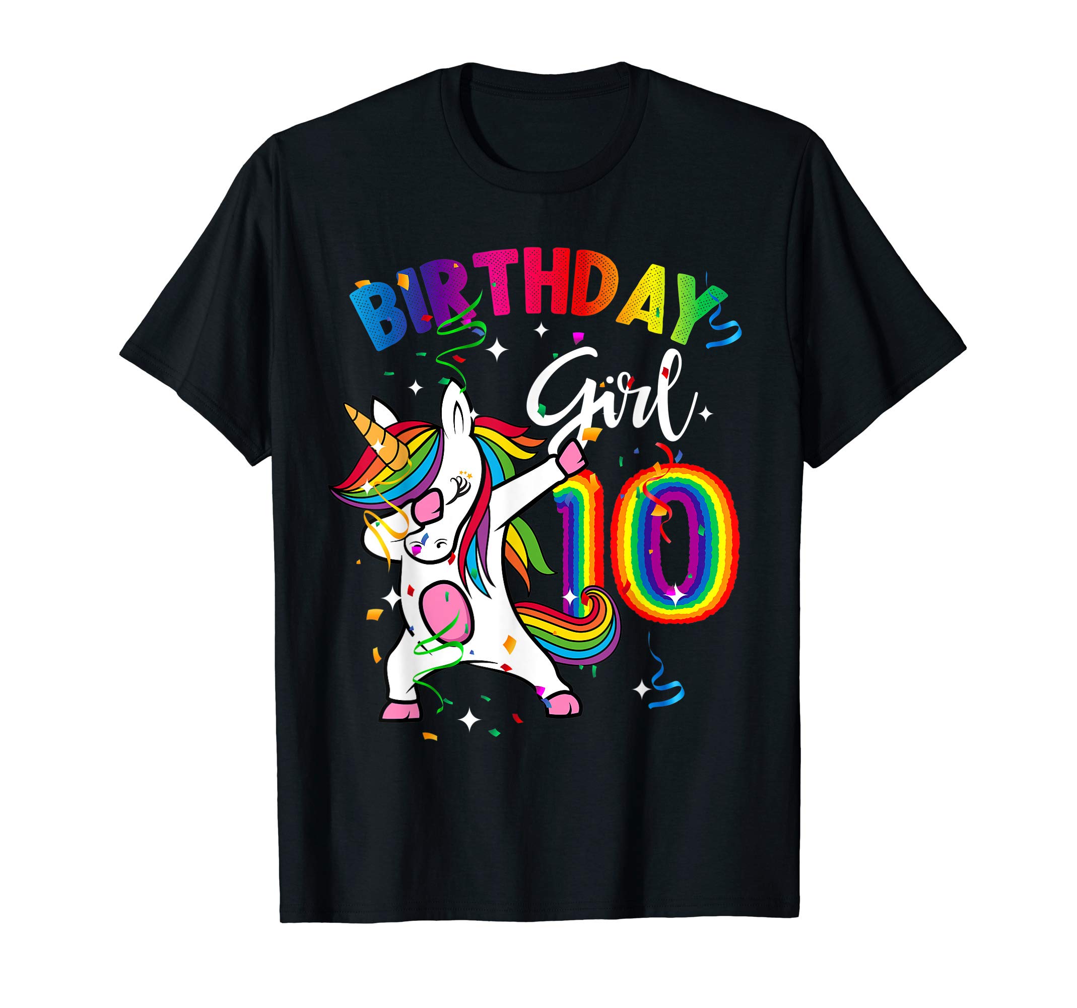 Dabbing Unicorn 10 Year Old 10th Birthday Party Girl Gift T-Shirt
