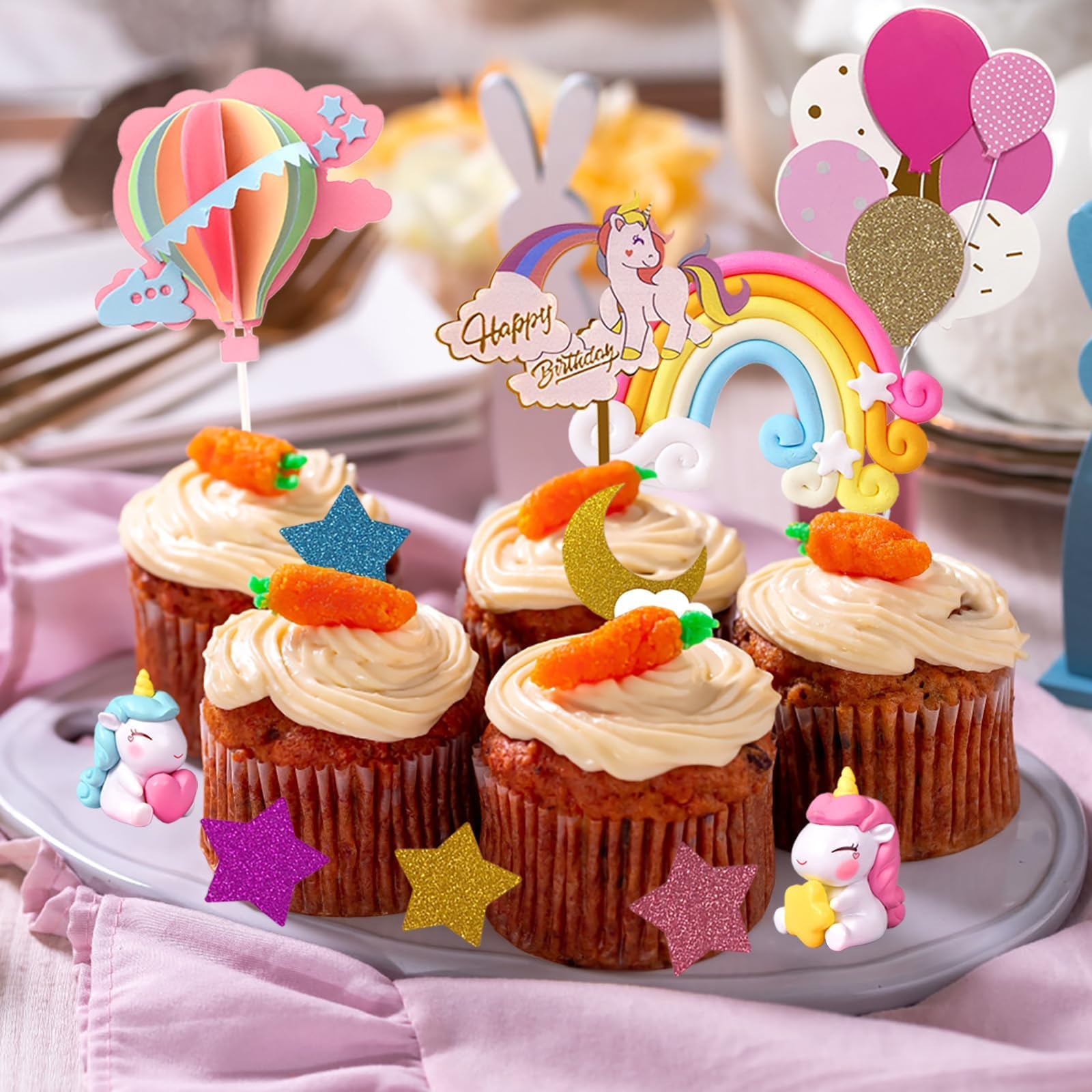 Einhorn Kuchen Deko 4 Stück Einhorn Mini Figuren,Einhorn Cupcake Figuren Geburtstagstorte Dekoration Einhorn Tortendeko Cartoons Kuchen Topper Desktop