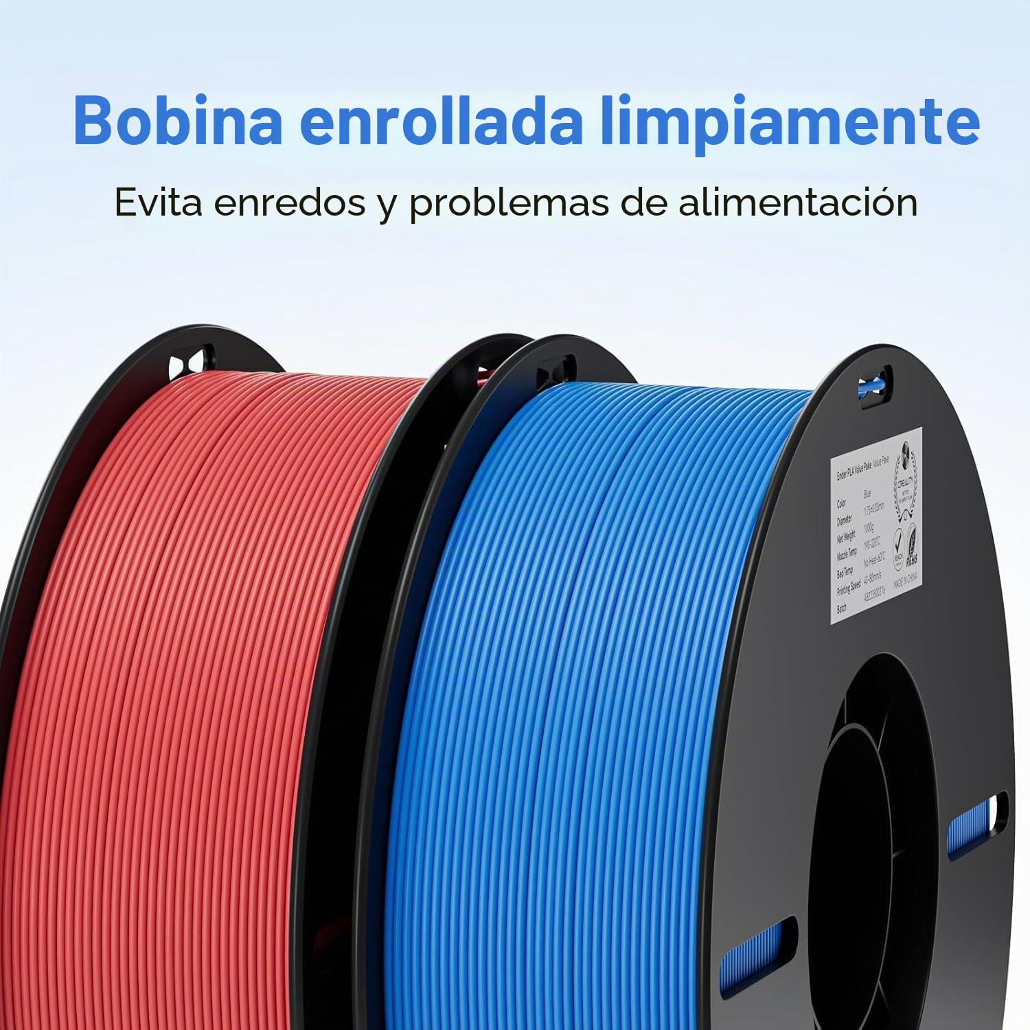 Creality Ender Filamento PLA de 1,75 mm, 4 unidades, negro, blanco, gris, rojo, sin enredos, fuerte adherencia, precisión ± 0,02 mm